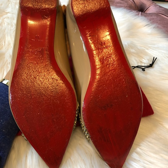 Christian Louboutin Tan Crystal Love Flats 40 - Picture 5 of 7
